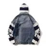 High Street Fashion Brand Spliced Knitted Fake Two Piece Denim Coat Jacket