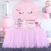 Spódnica stołowa 9 stóp różowy tiul na urodziny ślubne Tutu Tutu Skirting Baby Shower Płeć Odsłaniaj deser w formie bufetu dekoracja