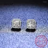 Brincos de parafuso prisioneiro real moissanite quadrado 0.5ct 1ct d cor vvs1 puro 925 prata esterlina para mulheres casamento jóias finas ea014