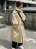 Casacos de Trench Masculinos Mauroicardi Primavera Outono Longo Impermeável Preto Oversized Khaki Trench Coats Homens com Bolsos de Capuz Solto Casual Windbreaker 2023 J230920