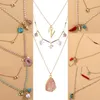 Ожерелья с подвесками, винтажное модное многослойное ожерелье из натурального камня для женщин, золотое металлическое жемчужное колье, свитер Jewelry2239