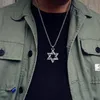 Naszyjniki wiszące gwiazda Kpop David Israel łańcuch dla mężczyzn kobiety Judaica srebrny kolor hip hop Long Jewish Jewelry Boys Prezent332d