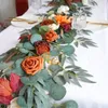 Juldekorationer 18 m lång konstgjord bröllops båge blomma girland silkvägg hängande rotting plast vinrank