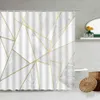 Shower Curtains Marble Striped Shower Curtain White Gray Gold Black Simple Design Bathroom Accessories Decorative Waterproof Screen With Hook 230919