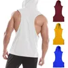 Tanktops voor heren Mode Spiergymkleding T-shirt T-shirt met capuchon Zomer Katoenen mouwloze effen kleur Training hardloopvest