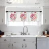 Curtain Peony Flower Leaves Short Tulle Kitchen Cabinet Curtains Living Room Bedroom For Home Decor