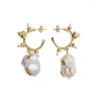 Dangle Earrings JBJD Baroque Pearl 2 Colors Gold Foil Design Fashion For Women Drop Earring