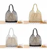 Stricken Sie Handtaschen, Strandtasche, einfarbig, Cannetille, mit Handhaken gewebte Taschen, Fischernetz, große Maschennetze, gestrickte Handtasche, Hansenne-Mädchen C350