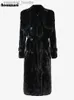 Fourrure Femme Fausse Fourrure Nerazzurri Hiver Long Noir Moelleux Fausse Fourrure Trench-Coat pour Femme avec Gilet Détachable En Fausse Fourrure De Renard Vêtements De Luxe Designer L230920