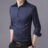 Men's T Shirts Soild Luxury Formal Slim Fit Long Sleeve Shirt Business Elegant Handsome Tee Casual Blouse