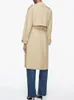 Damski okopa płaszcza kurtka jesienna kobiety 2023 Chic proste lapel długie płaszcz mody elegancki pasek młodzież 230920