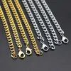 Chains Simple Style Hiphop Stainless Steel Cuban Chain Gold Plated Men Women Unisex Hip Hop Jewelry Necklace Accessories Parts216t