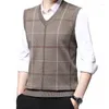 Gilet da uomo Maglione Gilet senza maniche lavorato a maglia autunno e inverno Pullover con scollo a V jacquard alla moda casual