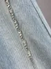 Jeans pour femmes DEAT diamant épissé taille haute longue ample droite jambe large bavures Denim pantalon 2023 automne mode 29L2711 230920