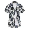 Erkekler Sıradan Gömlek Yaz Hawaiian Coconut Nefon Floral Gömlek Baskı Kısa Kollu Düğme Aşağı Tatil 3xl 4xl 5xl Satış