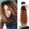 Hair Wefts 9A Grade Brazilian Virgin 1B/30 Deep Curly Wave 3/4 Bundles 100% Unprocessed Human Natural Ombre Color Drop Delivery Prod Dh5Vy