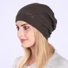 Cappello da donna a cupola con pullover sottile scavato, berretto caldo lavorato a maglia con teschio, accessori moda