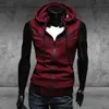 Coletes masculinos moda homens sem mangas zíper colete com capuz casaco casual top para fitness ginásio esportes correndo roupas ropa 230919