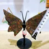 装飾的な置物天然バラ石英蝶の翼クリスタル彫刻治癒クラフトギフトルームの装飾家の装飾1pair