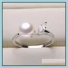 Smyckesinställningar Shining Pearl Rings Ställa in Zircon Solid 925 Sier Ring Montering Blank Diy 5 Styles Mix Present Drop Delivery Dhgarden Othkr