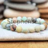 MG0624 Nieuw Ontwerp Gepolijst Amazoniet Armband Set Witte Kralen Lotus Charam Armband vrouwen Yoga Pols Mala Bracelet225B