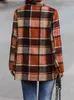 Mélanges de laine pour femmes Vintage Plaid manteau de laine femmes mode d'hiver à manches longues lâche Cardigan manteau femme surdimensionné rétro chemise vestes dames L230920