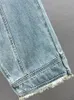 Kvinnors jeans deat diamant skarvad hög midja lång lös rak bred ben burrs denim byxor 2023 höst mode 29l2711 230920