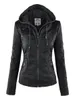 Damesjassen Gothic Imitatieleren jas Dames Hoodies Winter Herfst Motorjas Zwart Bovenkleding Imitatieleer PU Basisjas Jas 230919