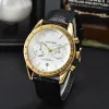 Reloj de pulsera para hombres 2023 Relojes para hombre Cinco agujas Todos los diales Trabajo Reloj de cuarzo Alta calidad Top Marca de lujo Reloj cronógrafo Correa de cuero Moda Omeg