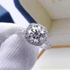 Anéis de banda Anéis de casamento Aeteey diamante quadrado anel d cor 1ct 2ct real 925 prata esterlina para mulheres jóias finas ri018 230712 x0920