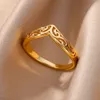 Anneaux de mariage en acier inoxydable pour femmes, esthétique tournesol plaqué or, bague de Couple, bijoux accessoires Vintage 230920