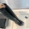 Opyum فوق أحذية الركبة المشمولة بأصابع القدمين المرتفعة في فخذ الكعب العالي من الجلد الممتدة للنساء المصمم المصمم بأحذية مصنع الأحذية ذات الكعب الفاخر مع صندوق