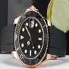 Luxury Rose Gold Watch Men's Mechanical 2813 Watches for Men Ceramic Bezel Sapphire Master Black Dial Watch 40mm 268655 RUBBE260M