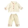 Clothing Sets 6926 Childrens Set Autumn Kids Pajamas Suit Cotton Gauze Girls Home Clothes Long Sleeve TopPant Boys 230919