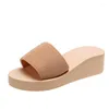 Slippers 2023 Summer Women's Shoes Korean Version One Word Thick Sole High Heel Candy Pine Cake Slope Sandals Large