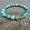 MG0707 Natural Blue Regalite Stone Bracelet Lotus Flower Charm Yoga Bracelet Fashion New Design Women's Energy Bracelet Shipp277W