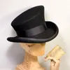 Sombreros de trampero Sombrero de cuero con lana superior asimétrica Mujeres Hombres Unisex Steam Punk Moda Cinta para hombre Traje de madera 230919