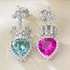 Pendientes colgantes Vinregem con corte de corazón, piedra preciosa de zafiro creada en laboratorio, gota de lujo, regalos de aniversario de Plata de Ley 925, joyería fina