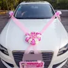 Decorazioni natalizie Fiore di simulazione rosa a forma di cuore decorazione per auto nuziale maniglia per porta nastro in seta da sposa 230919