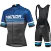 Cykeltröja sätter Merida Sports Set Sportswear Team Jersey Men's Cycling Blue Mtb Outfit Pro Pants Gel Uniform Bib Shorts Summer Clothing 230919