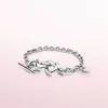 Link Chain Original 925 Sterling Silver Knutted Heart T-Bar Armband Fit European Brand Beacelet Jewelry228T