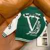 Giacche da uomo Mens Luxurys Designer Varsity Jackets High Street MultiPatches Giubbotto college in pelle mista Giacca da baseball di colore verde Casual Streetwear Capispalla