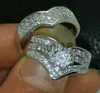 Кольца, весь размер 678910, кольцо Роскошные украшения, белое золото 10 карат, обручальные кольца с белым топазом, комплект Gift2899586 x0920
