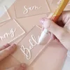 Greeting Cards 50Pcs Clear Acrylic Place Wedding Guest Names Table Seating Blank Rectangle Plates for Signs 230919