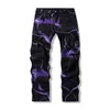 2021 Vibe Style Lightning Print Dye Mężczyzny proste dżinsy Y2K Spodnie Hip Hop Vintage HARAJUKU Kobiety dżinsowe spodnie ropa hombre h22249w