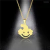 Pendant Necklaces Stainless Steel Gothic Scary Smile Sewed Face Skull Hip Hop Bikers Joker Clown Weird Sad Cying Necklace Charm Men