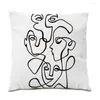 Oreiller motif canapé taies décoratives Polyester taie d'oreiller en lin oreillers ornementaux pour salon abstrait artistique maison E0359