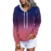 Women's Hoodies Color Gradient Hat Kangaroo Kangar Sweats Loose And Comfortable Sweatshirt 2023 Autumn Blocks