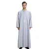 Masculino manga longa muçulmano jubba thobe mid oriental árabe robe vestido sólido plus size roupas islâmicas masculino thobe jubba 249c