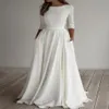 2021 Robes de mariée simples et modestes avec manches A-ligne en mousseline de soie crêpe élégante robes de mariée informelles LDS à manches sur mesure Religio279o